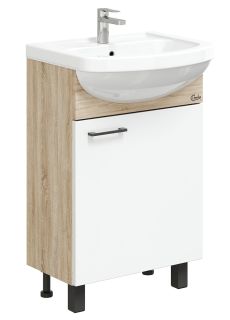 Напольная тумба под раковину Onika Эко Black 105208 52см белый/дуб сонома